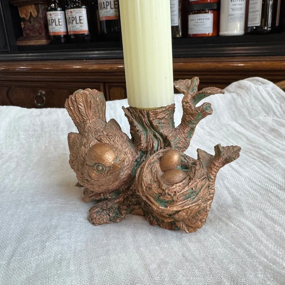 WINTERTHUR Exclusive Bronze Bird Nest Candle‎ Holder with Eggs